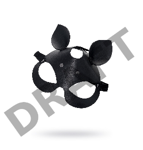 Маска с ушками кошки Pecado BDSM, натуральная кожа, черный