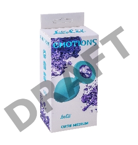 Средняя голубая анальная пробка Emotions Cutie Medium с фиолетовым кристаллом - 8,5 см.