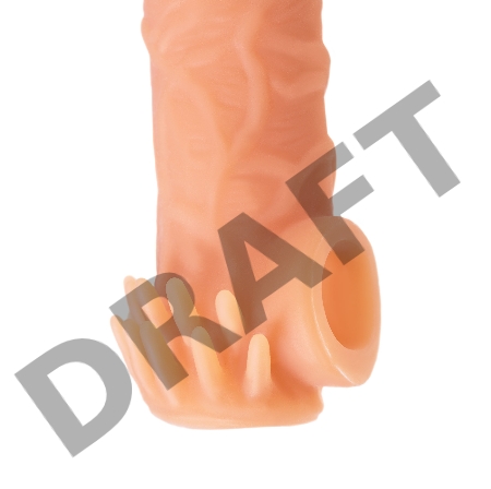  Насадка KOKOS реалистичная с дополнительной стимуляцией, TPE, телесная, 15.6 см