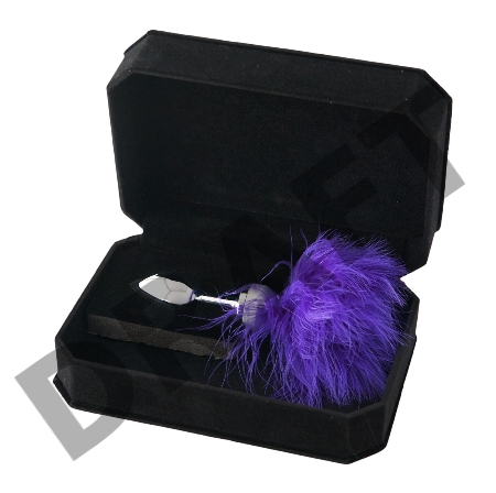 Анальная втулка Metal by TOYFA, металл, серебряная, с фиолетовой опушкой, 17 см, Ø 2,9 см, 165 г