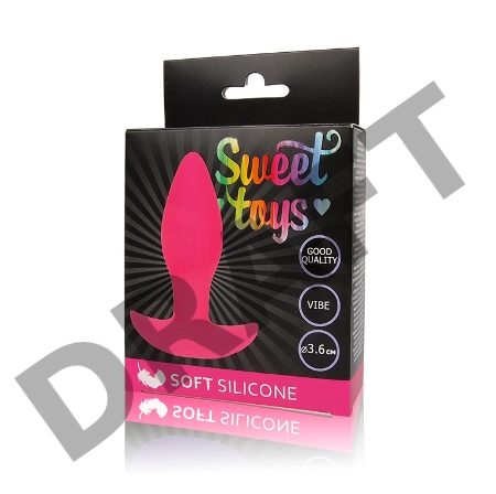 Розовая коническая анальная вибровтулка с ограничителем - 8,5 см.