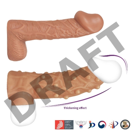  Насадка KOKOS реалистичная с дополнительной стимуляцией, TPE, телесная, 15.6 см