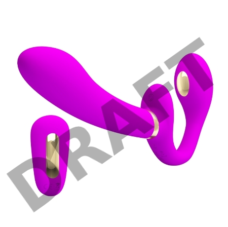 Лиловый безремневой страпон с функцией электростимуляции Thunderbird