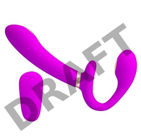 Лиловый безремневой страпон с функцией электростимуляции Thunderbird
