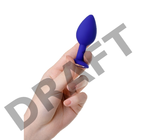 Анальная втулка Штучки-Дрючки, силикон, синяя, с прозрачным кристаллом, 2,7 см