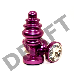 Фиолетовая рифленая пробка с прозрачным кристаллом - 7,3 см.