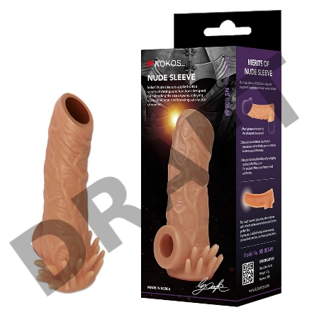  Насадка KOKOS реалистичная с дополнительной стимуляцией, TPE, телесная, 15.6 см