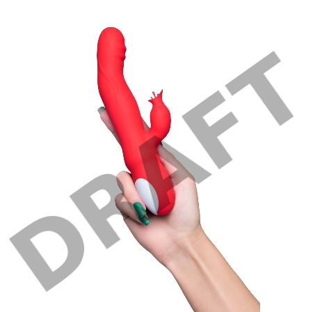 Вибратор JOS Redli с двигающейся головкой, силикон, красный, 21 см