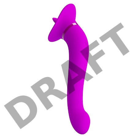 Лиловый двусторонний вибратор Faust с подвижным язычком - 21,9 см.