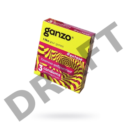 Презервативы Ganzo Extase, с точечно-ребристой поверхностью, анатомической формы, латекс, 18 см, 3 ш