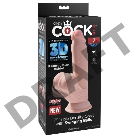 Фаллоимитатор на присоске King Cock Plus 7 Triple Density с подвижной мошонкой