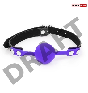 Фиолетовый кляп-шарик с черным ремешком