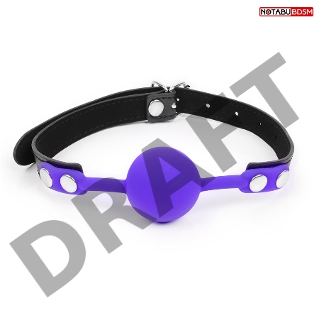 Фиолетовый кляп-шарик с черным ремешком