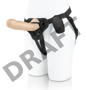 Телесный вибратор на трусиках с кольцом - 18 см.