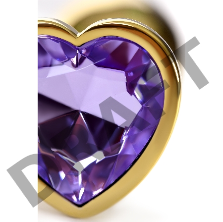 Анальная втулка Metal by TOYFA, металл, золотая, с фиолетовым кристаллом, 7 см, Ø 2,7 см, 50 г