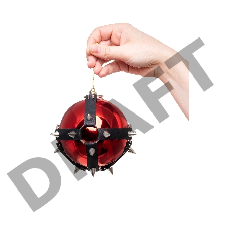 Новогодний шар Pecado BDSM, с шипами, глянцевый, красный, 10 см