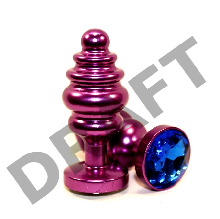 Фиолетовая рифленая пробка с синим кристаллом - 7,3 см.