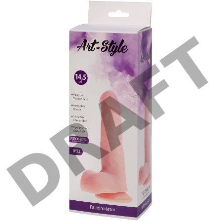 Фаллоимитатор с мошонкой на подошве-присоске ART-Style №22 - 19,5 см.