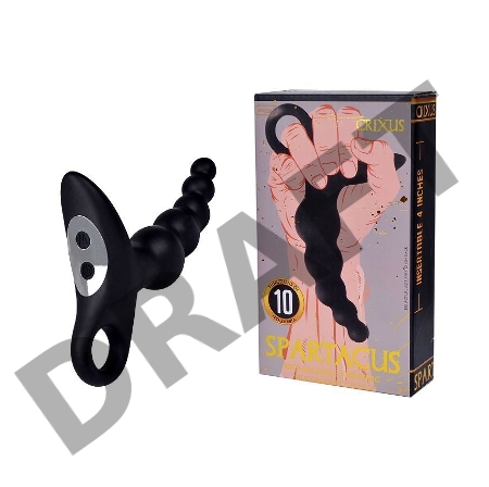 Черный силиконовый анальный вибромассажер-ёлочка с колечком-ограничителем