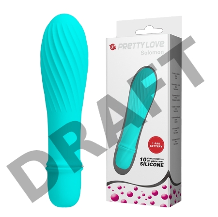 Мятный вибратор Solomon с бороздками - 12,3 см.