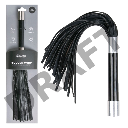 Черная плеть Easytoys Flogger With Metal Grip - 38 см.