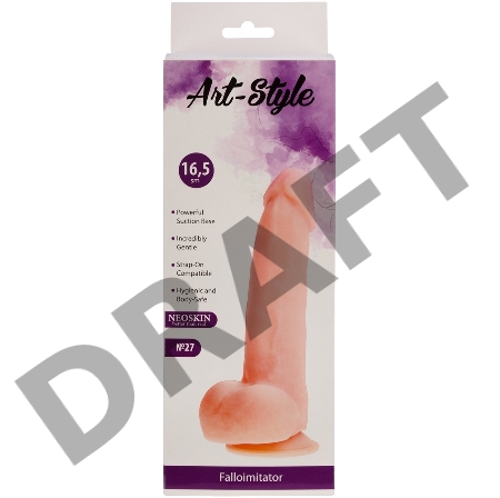 Фаллоимитатор с мошонкой на присоске ART-Style №27 - 21 см.