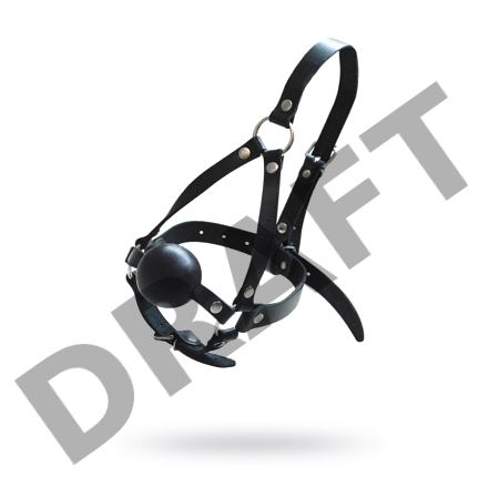 Кляп-шар со сбруей на голову,кожа черная