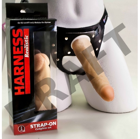 Страпон телесного цвета на регулируемых ремешках - 17 см.