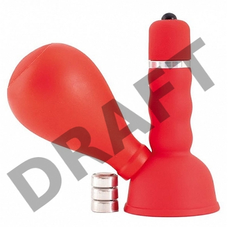 Вибромассажер для сосков Black & Red by TOYFA с грушей, ABS пластик, красный, 8,2 см