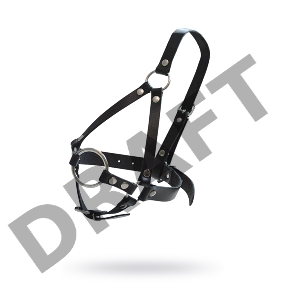 Кляп-рамка со сбруей на голову,кожа черная