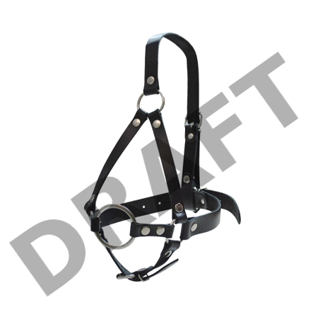 Кляп-рамка со сбруей на голову,кожа черная