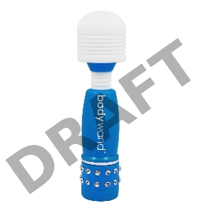 Голубо-белый жезловый мини-вибратор с кристаллами Mini Massager Neon Edition