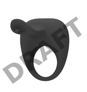 Чёрное эрекционное кольцо с вибрацией и клиторальным язычком