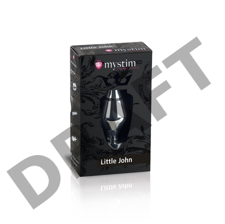 Анальная пробка Mystim Little John S, электростимуляция, хирургическая сталь, серебряная, 9 см, Ø 3,