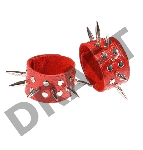 Красные кожаные напульсники с шипами и заклепками 