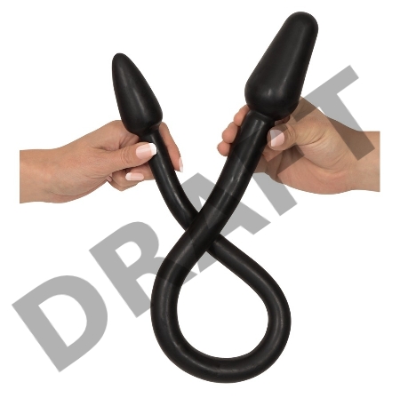 Двусторонний анальный плаг с гибким соединением Double Plug Black by Rebel