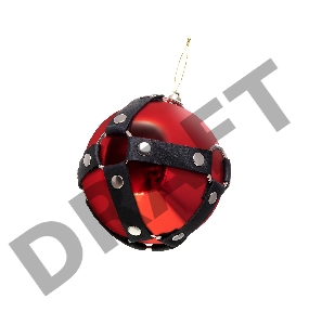 Новогодний шар Pecado BDSM, с клепками, глянцевый, красный, 10 см