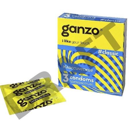 Презервативы Ganzo Classic, классические, с обильной смазкой, латекс, 18,5 см, 3 шт