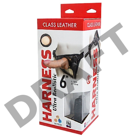 Насадка-фаллоимитатор на кожаных трусиках Harness Ultra Realistic 6 - 16 см.