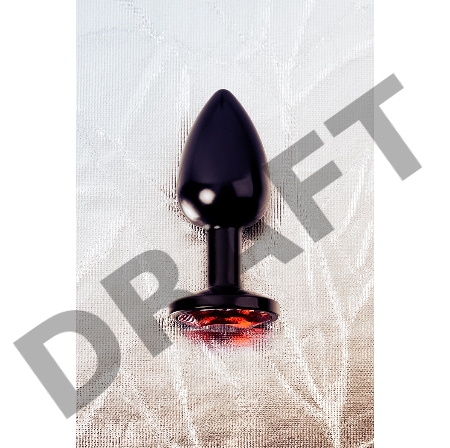 Анальная втулка, Metal by TOYFA, металл, черная, с красным кристаллом, 7,2 см, Ø2,8 см, 50 г