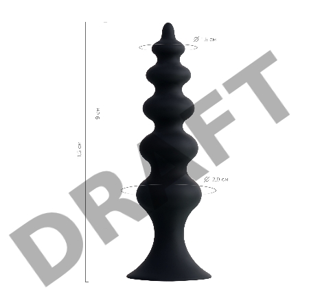 Анальная втулка POPO Pleasure by TOYFA Indi, водонепроницаемая, силикон, черная, 11,5 см, Ø 2,9 см