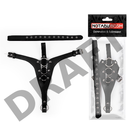 Кожаные черные трусики для страпона