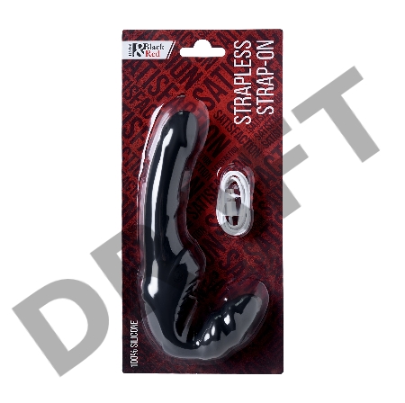 Безремневой страпон Black & Red by TOYFA с вибрацией, силикон, черный, 35 см