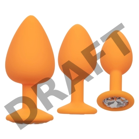 Набор из трёх оранжевых анальных пробок с кристаллом Cheeky Gems