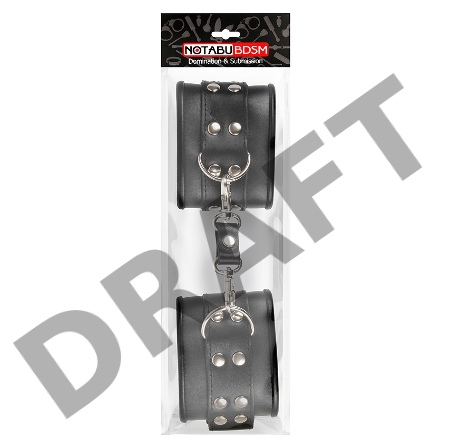 Черные кожаные наручники с заклепками с фиксацией липучками