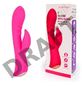 Ярко-розовый вибромассажер-кролик 5 Silicone Ripple Passion - 19,1 см.