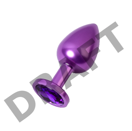 Анальная втулка, Metal by TOYFA, фиолетовая, с фиолетовым кристаллом, 8,2 см, Ø3,4 см, 85 г.