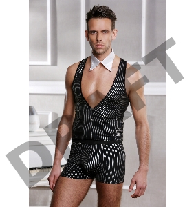 Костюм джентльмена Candy Boy (жилет, трусы, воротник), черно-белый, OS