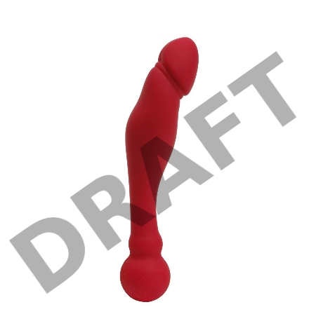 Красный изогнутый двусторонний фаллоимитатор - 18 см.