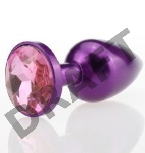 Фиолетовая анальная пробка с розовым стразом - 7,6 см.